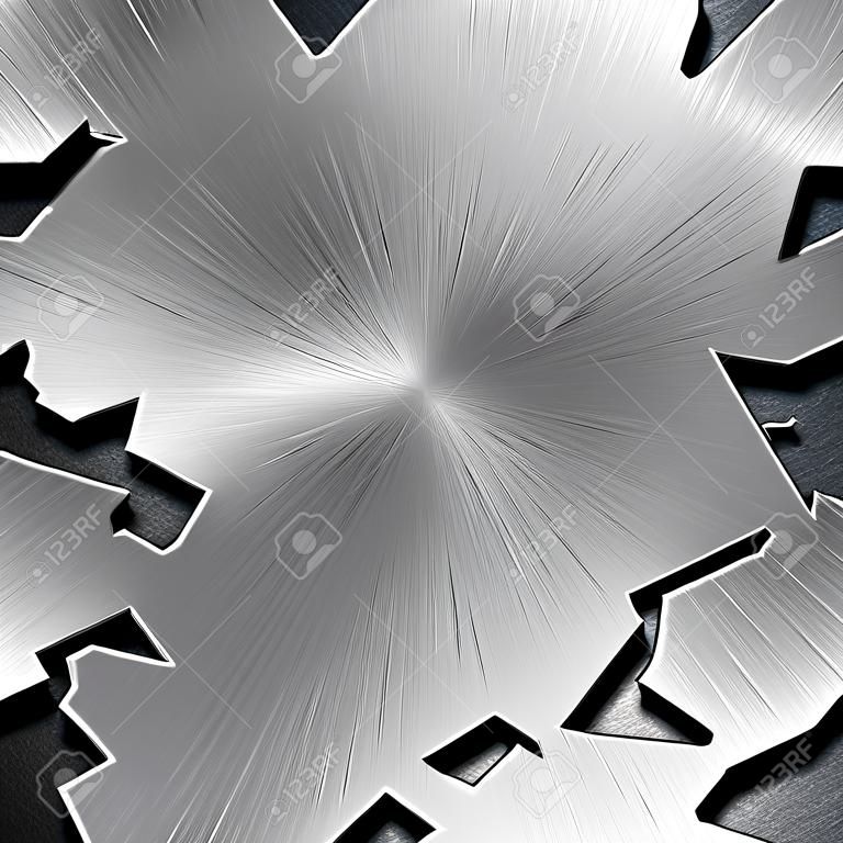 Verbrijzelde metalen textuur met kopieerruimte in middenmetaal