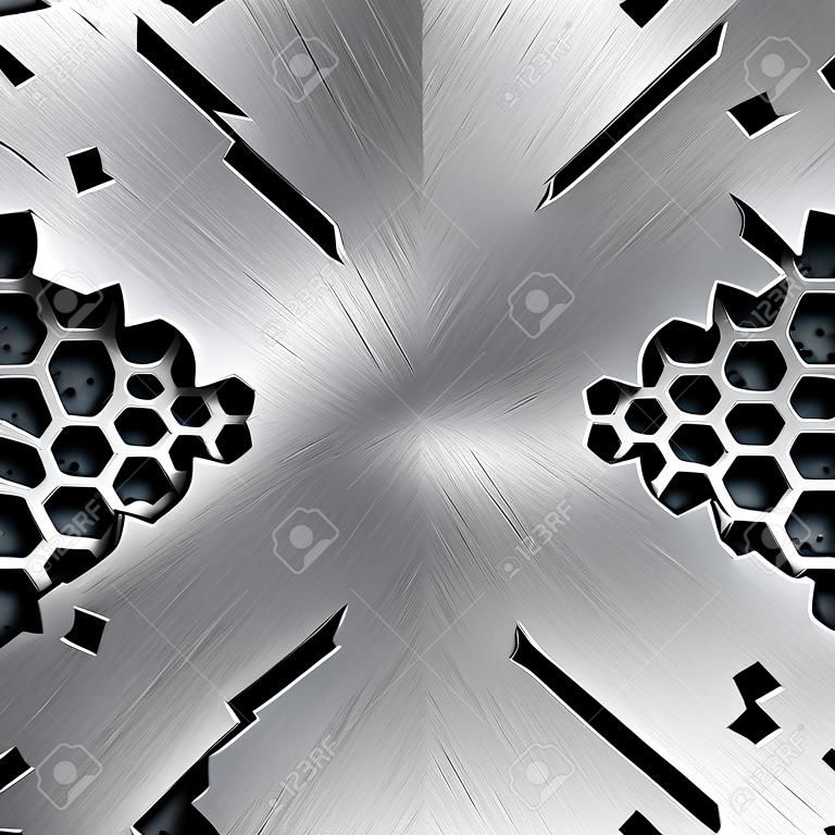 Verbrijzelde metalen textuur met kopieerruimte in middenmetaal