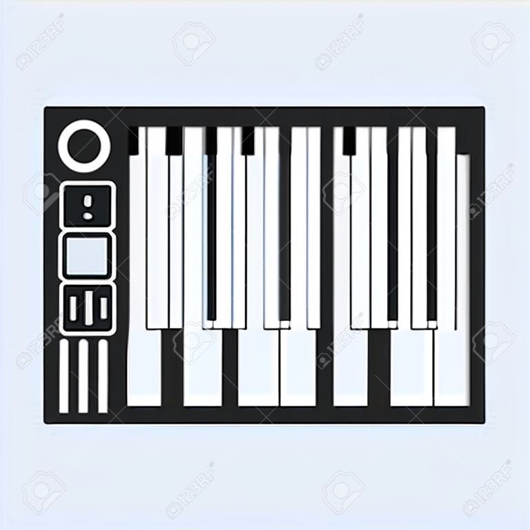 Clavier de piano ou de clavier électronique icône de dessin au trait pour les applications de musique et les sites Web. Illustration vectorielle