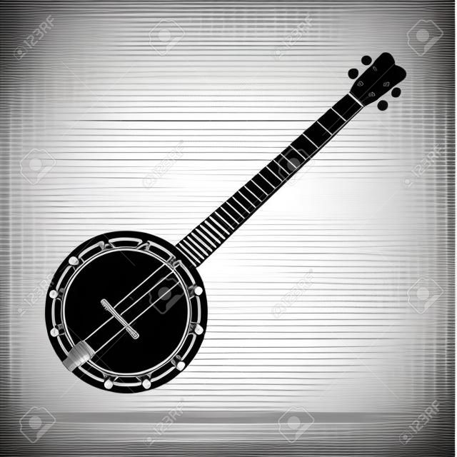 Musical instrument Banjo vector illustration isolated on a white backdrop