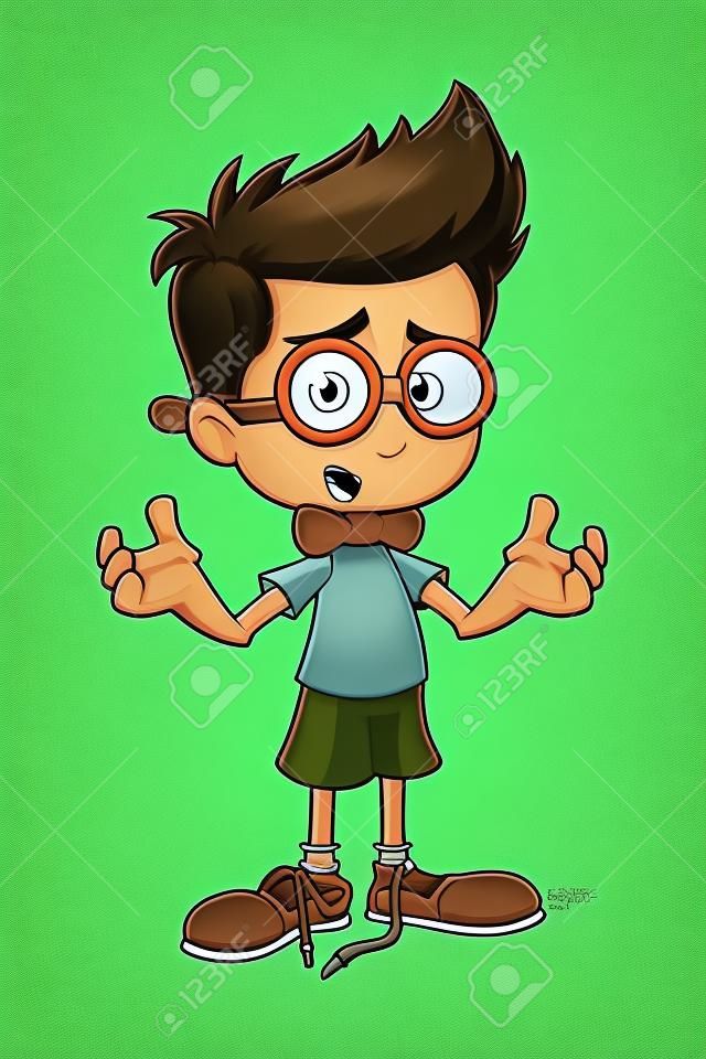 Geek Boy Cartoon Character
