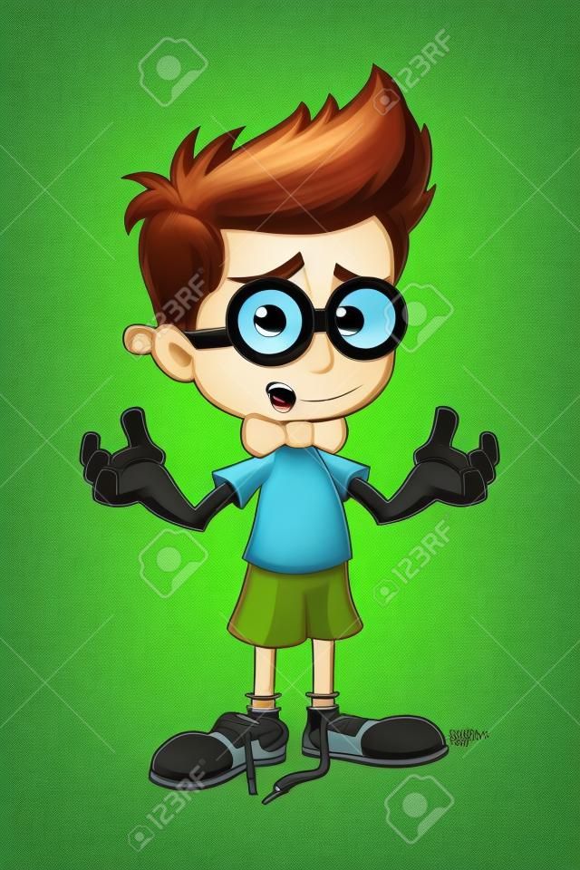 Geek Boy Cartoon Character
