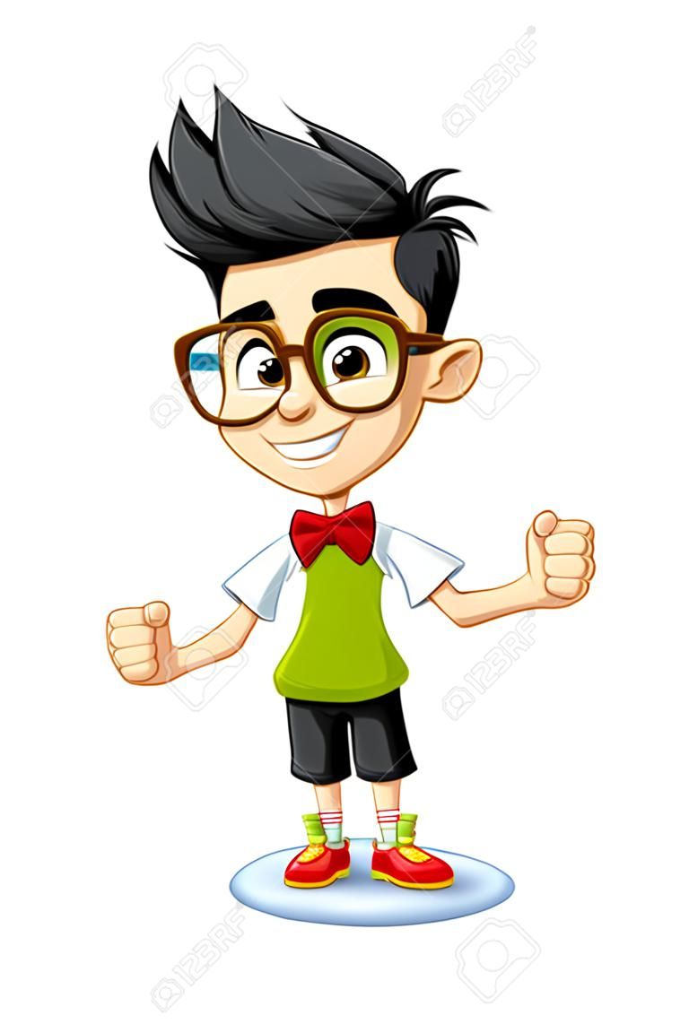 Caractère Geek Boy Cartoon