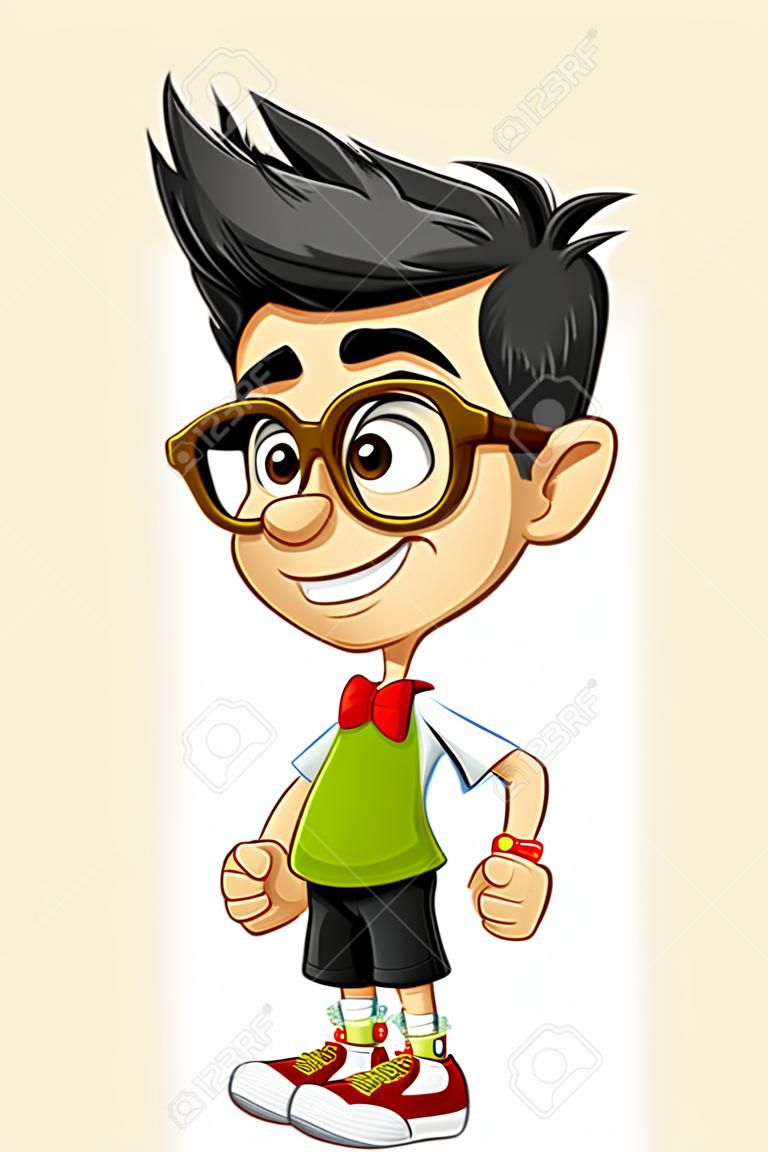 Geek Boy Karikatür Karakter