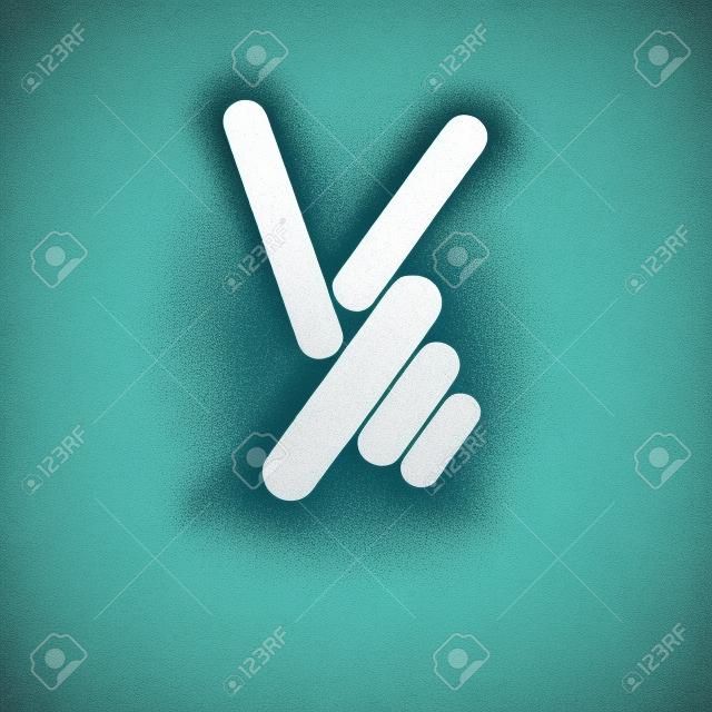Stylised Hand Logo with Victory Sign Fingers