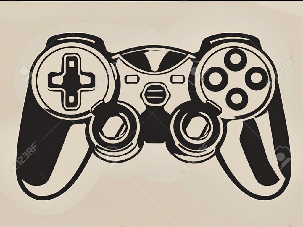Zwart-wit illustratie van een gaming controller