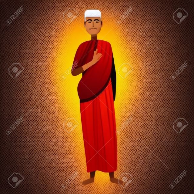 힌두교 성직자 아이콘 만화 벡터 스님 명상 인도 제공