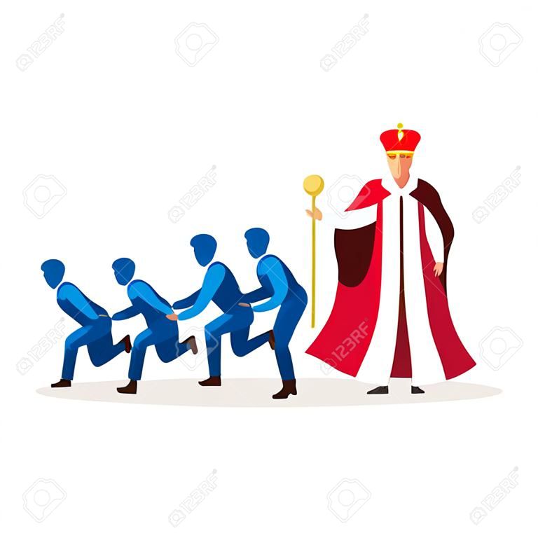 Monarchy political system metaphor flat vector illustration. Form of government, regime. Power of king, queen, emperor cartoon characters. Hereditary reign. Royal family dictatorship