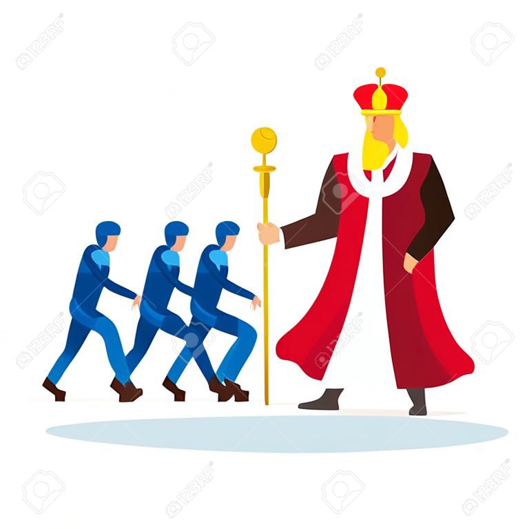 Monarchy political system metaphor flat vector illustration. Form of government, regime. Power of king, queen, emperor cartoon characters. Hereditary reign. Royal family dictatorship