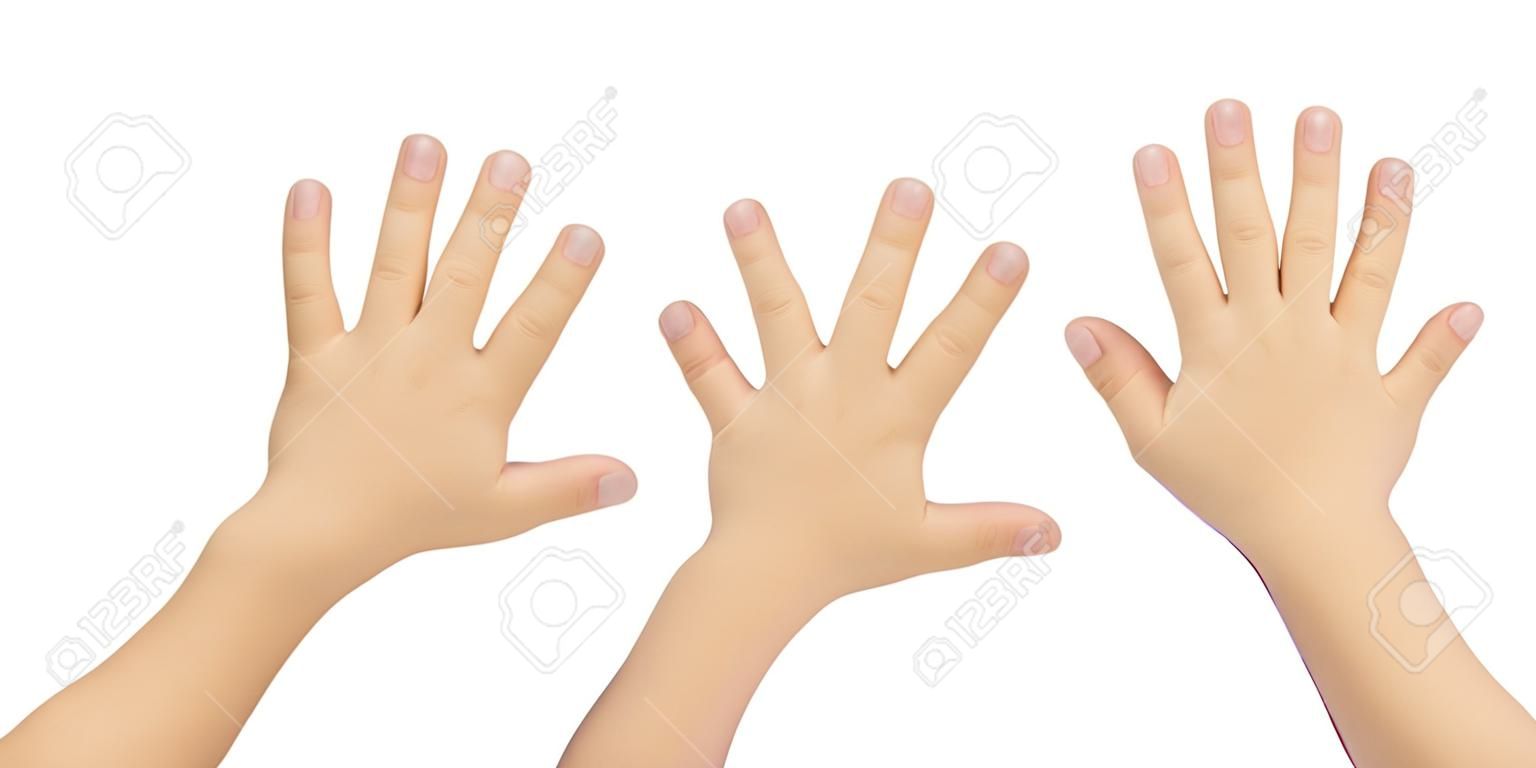 children's hands isolated on white background