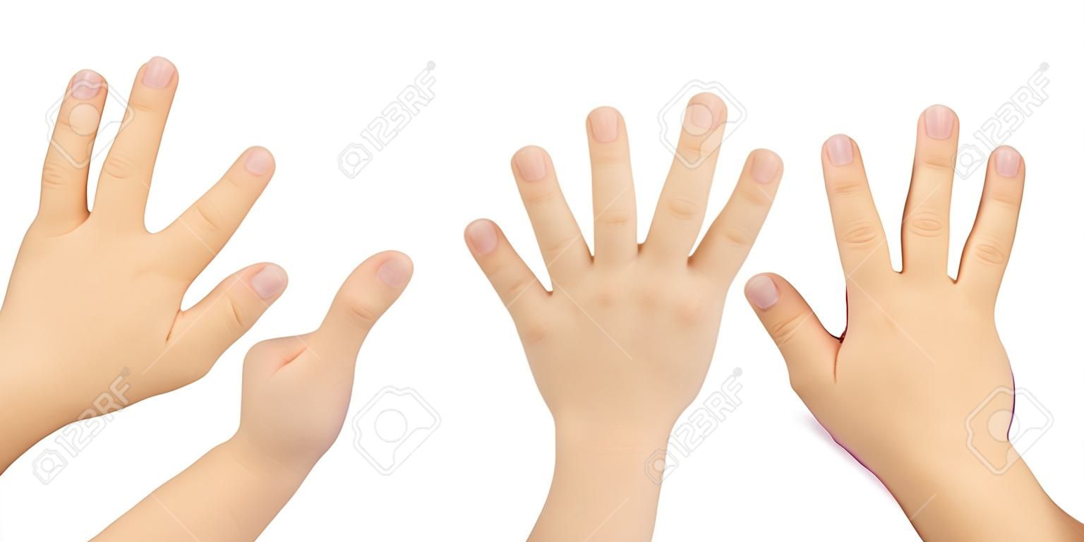 children's hands isolated on white background