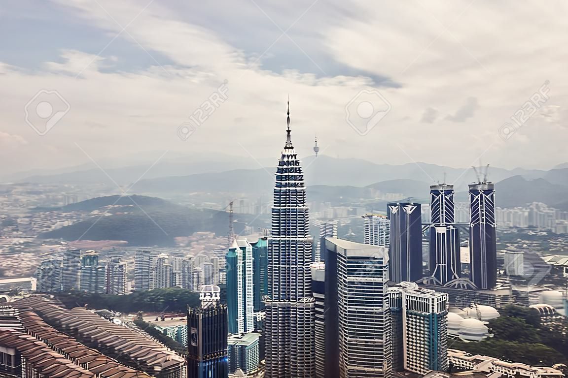 City center with Petronas twin towers, Kuala Lumpur skyline