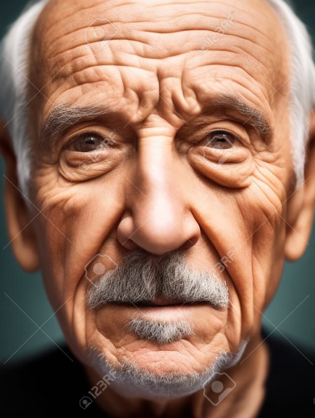 Portrait of an elderly man with wrinkles on his face. Toned.