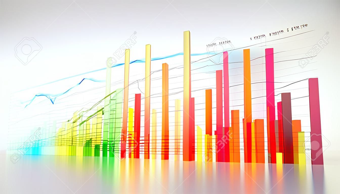 Streszczenie 3d ilustracja kolorowy wykres biznesowy na białym tle