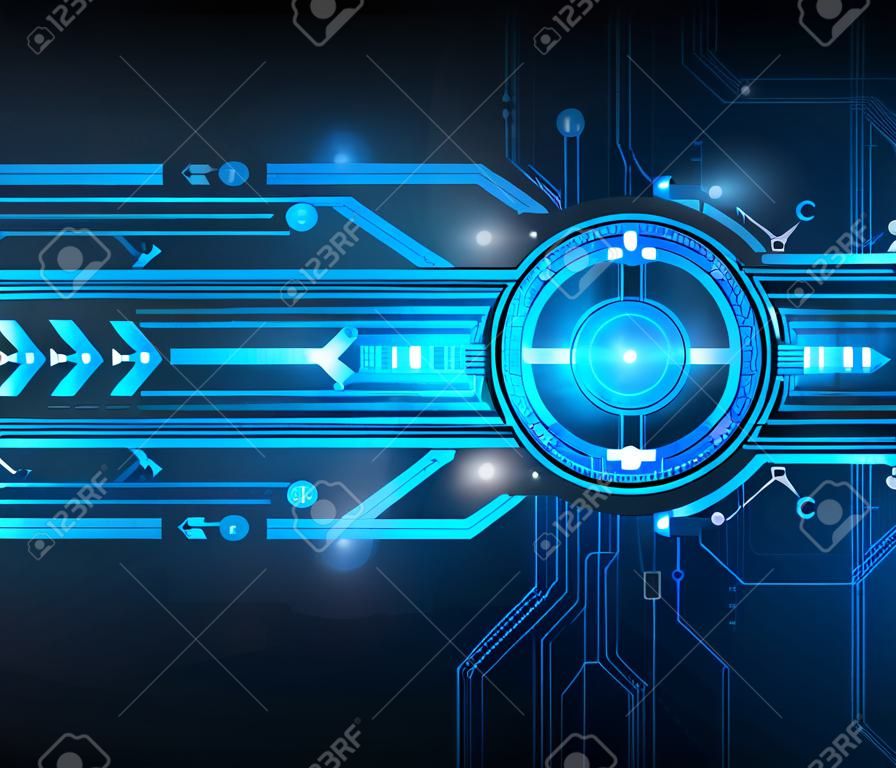 ベクトル図抽象的な未来的な回路基板、ハイテク コンピューター デジタル速度技術青い色の背景