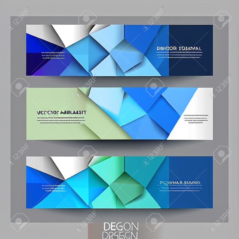 Vector abstract banners set with polygonal, Geometric, Triangle pattern shape. Abstract polygonal ( low poly ) with blank space. Polygon vector background for web banner template or brochure