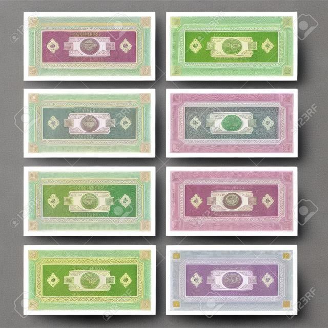 놀이 돈으로 사용할 수있는 가상 지폐의 자세한 그림
