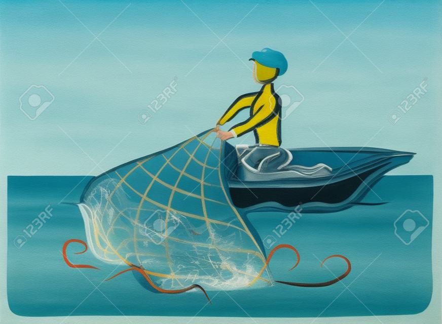 homme de pêche dans la mer