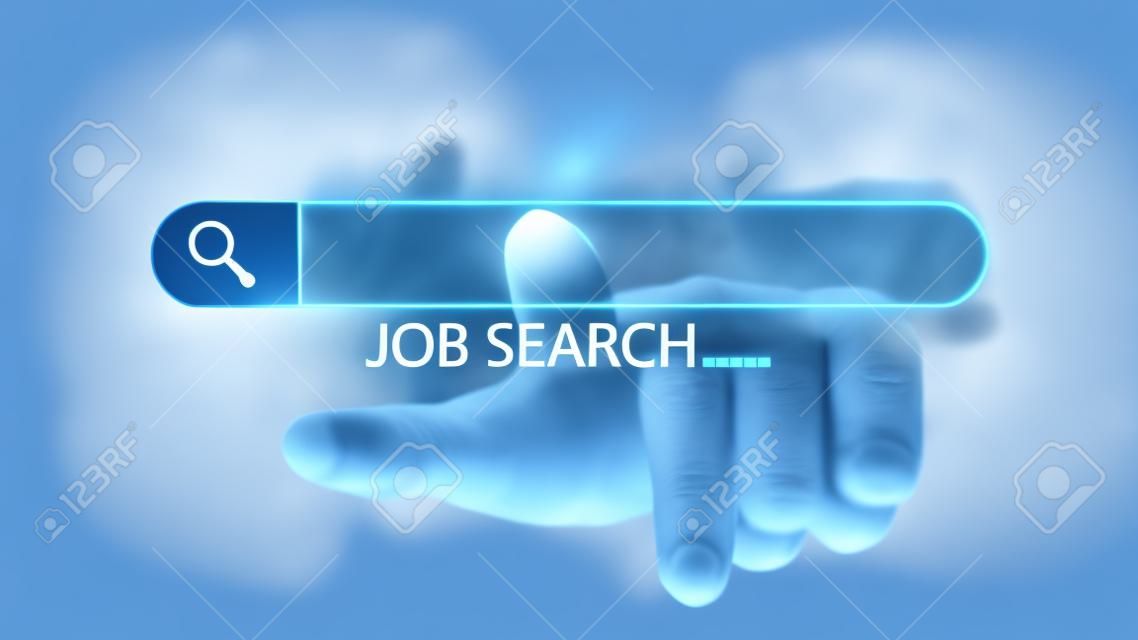 Job search, Data Search Technology Search Engine Optimization. man hand searching browsing internet data information networking.