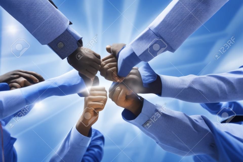 team work  together. They are join hands  mean teamwork  and spirit. Photo concept for  harmonious and team work.