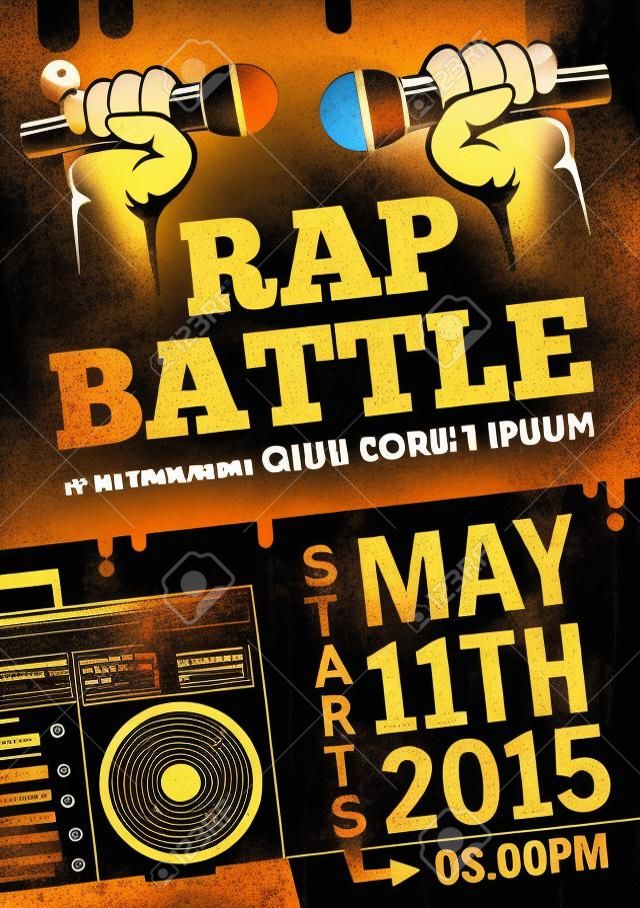Rap battle, concert hip-hop music. Vector template design, flyer, poster, brochure, cover book, page