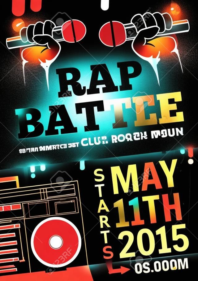 Rap battle, concert hip-hop music. Vector template design, flyer, poster, brochure, cover book, page