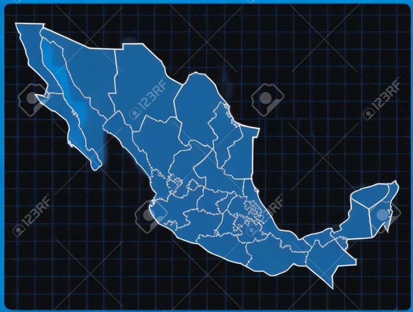 blue dark map of mexico