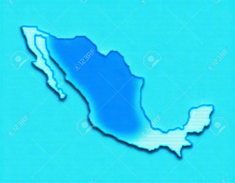 mexique points carte en couleur bleue