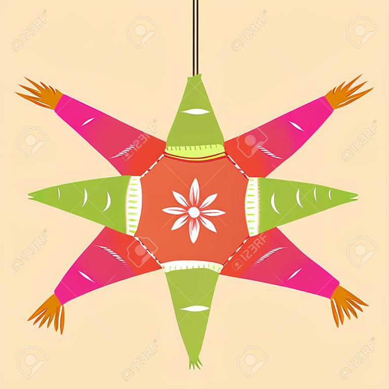 color mexican pinata, shape star for parties