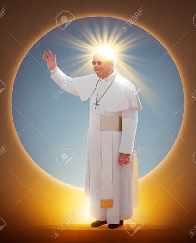 Katholieke christelijke paus met zon achter