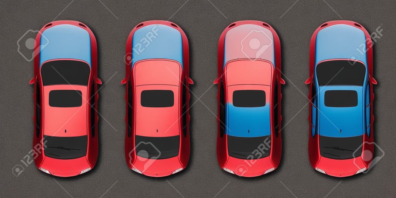 Il colore di parcheggio ha impostato le vetture sopra la vista