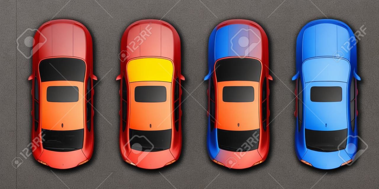 Parking kolorowy zestaw samochodów powyżej widoku