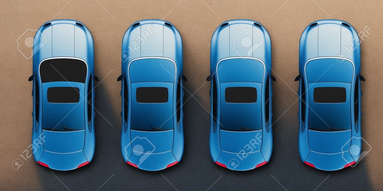 La voiture de stationnement définit les voitures au dessus de la vue