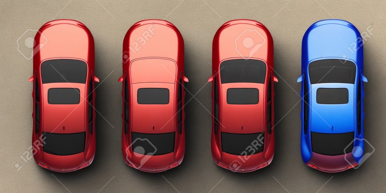 La voiture de stationnement définit les voitures au dessus de la vue