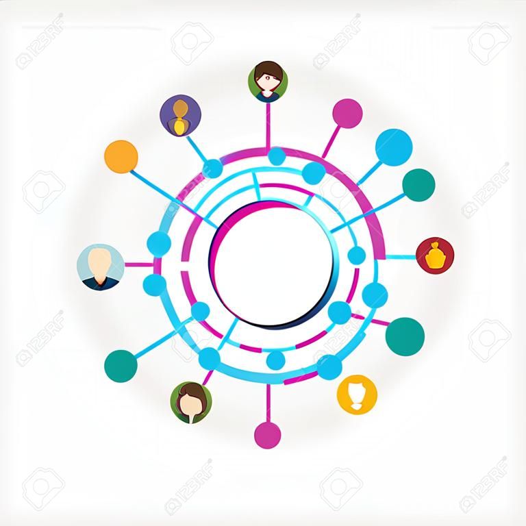 Circle connection vector template background.