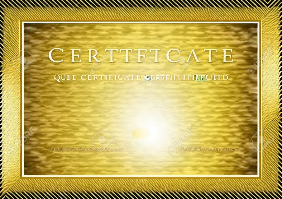 Сертификат, диплом о завершении шаблона, фон с золотой полосатый линий картины, рамки Сертификат достижений, наград, победитель, степень сертификат, бизнес-образование Курсы, уроки