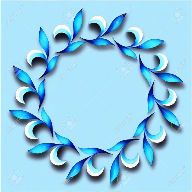 Шаблон с синими листьями (6) в векторе