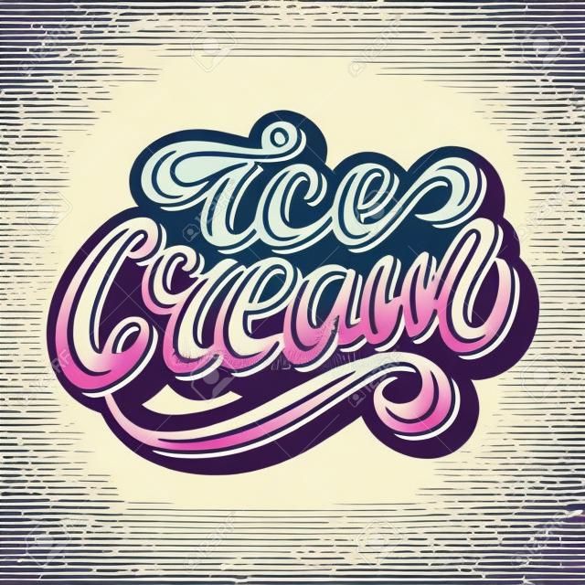 Projektowanie logo kolorowy napis lody w stylu retro. ilustracji wektorowych.