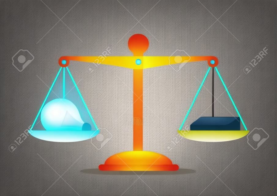 Idee lampadina e denaro equilibrio sulla scala, VECTOR, EPS10