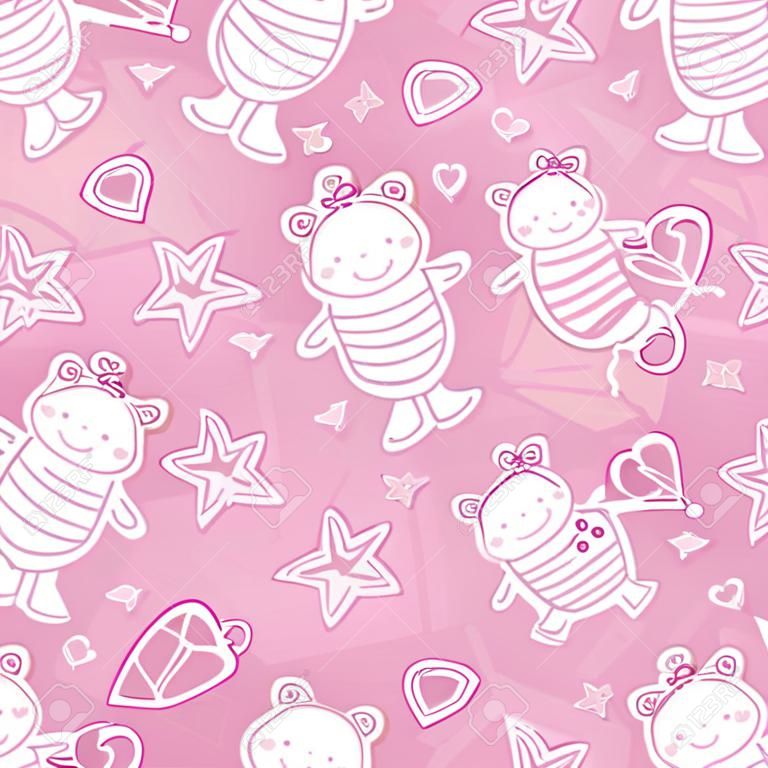 Baby girl pink seamless pattern background