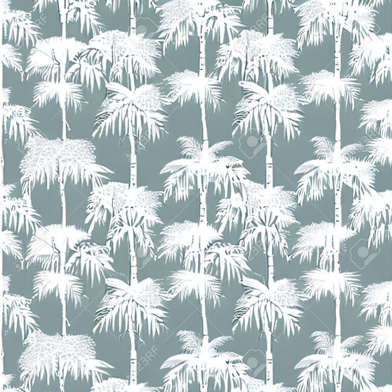 Vector Palm Trees California Grey Texture Seamless Pattern Surface Design With Exotic, Decorative, Hand Drawn Palms. Graphic Design. Custom original fabric repeat pattern design inspired by California.
