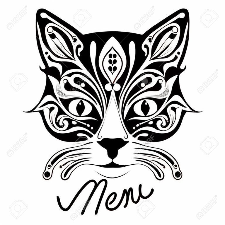 Vector illustration of cat\'s head on a white background.