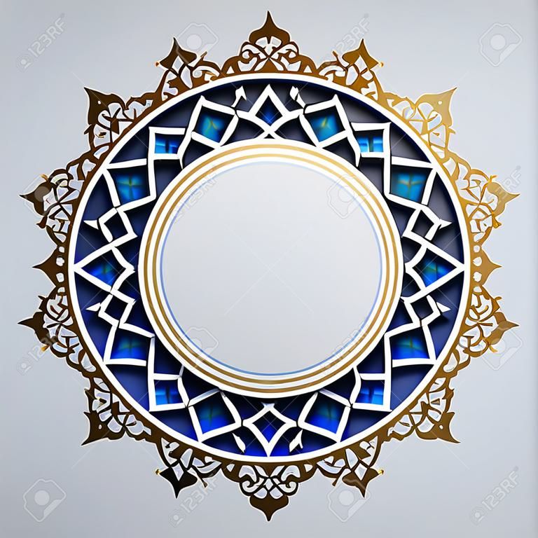 モロッコの装飾パターンを持つイスラムデザインサークルの背景