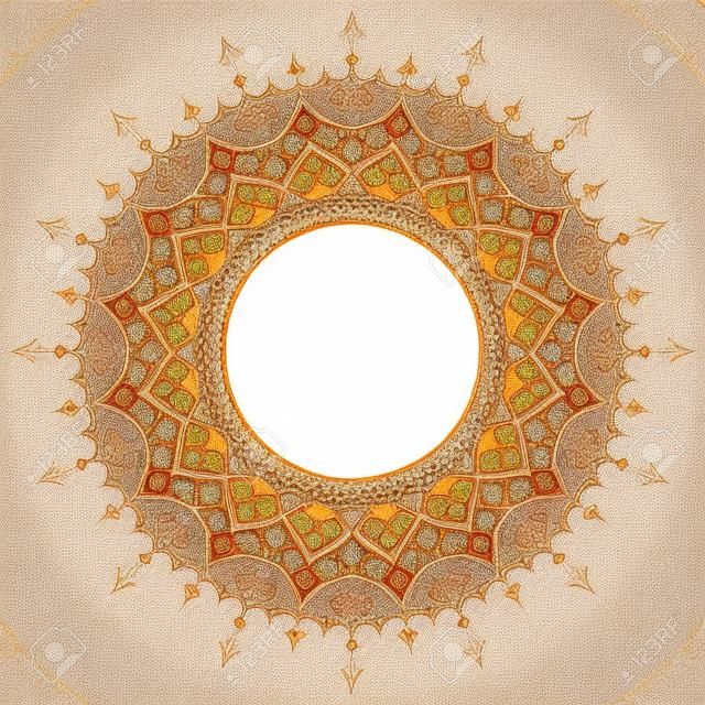 アラビア語の装飾の古典的な花の丸い円モロッコのパターン