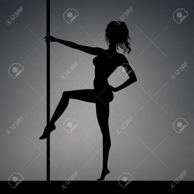 Striptease silhouette ragazza vicino a un palo