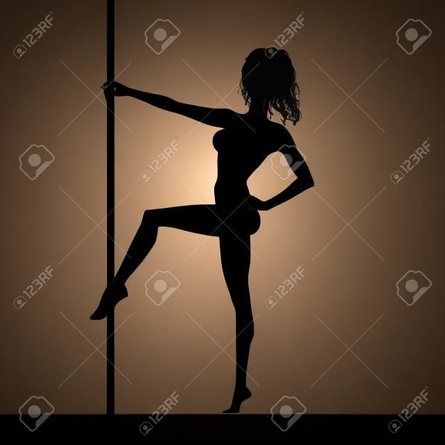 Striptease silhouette ragazza vicino a un palo
