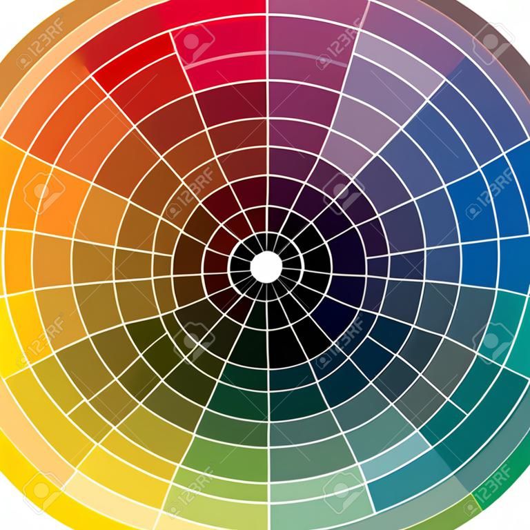 Color wheel with the transition to black in the middle