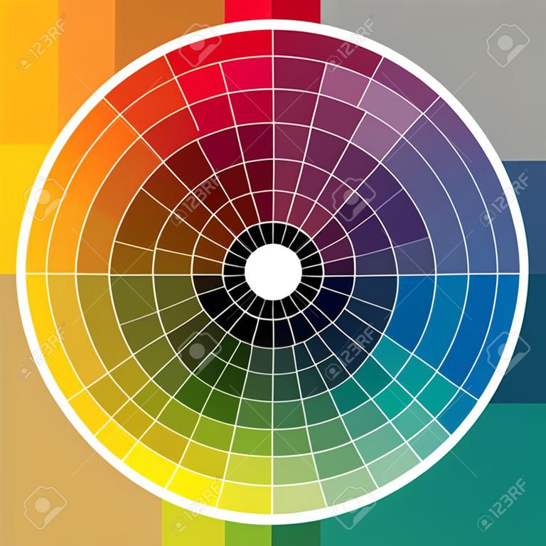 Color wheel with the transition to black in the middle