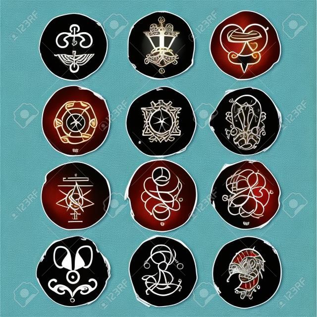 Set of round zodiac signs