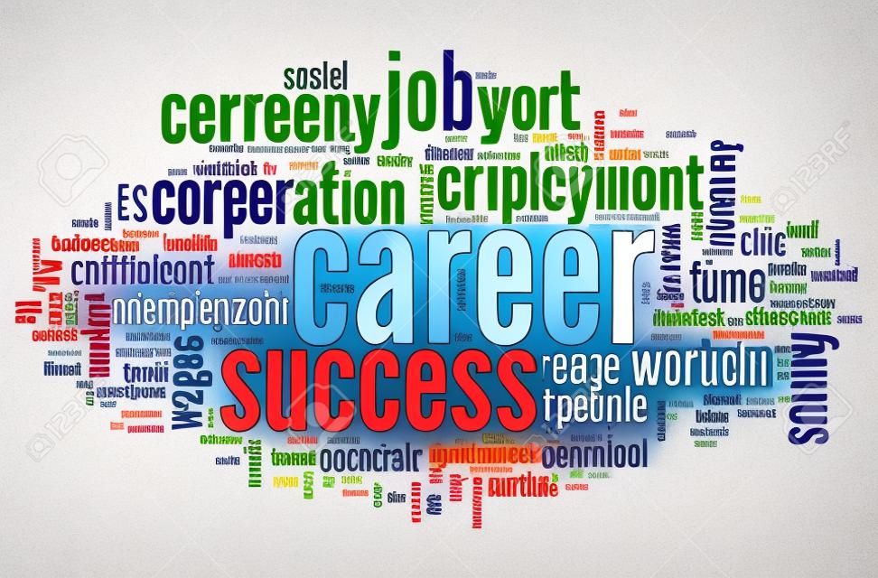 Career related words concept in word tag cloud on white